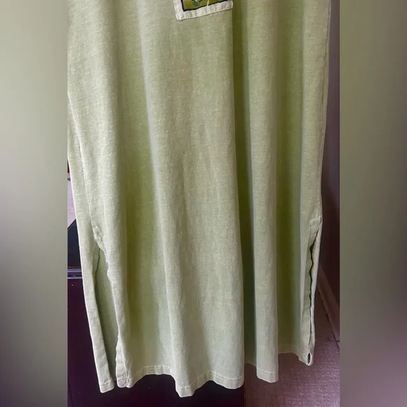 VINTAGE VIVA CITY USA Green Patchwork Cotton Oversized Lagenlook Midi Dress | L - Picture 9 of 15